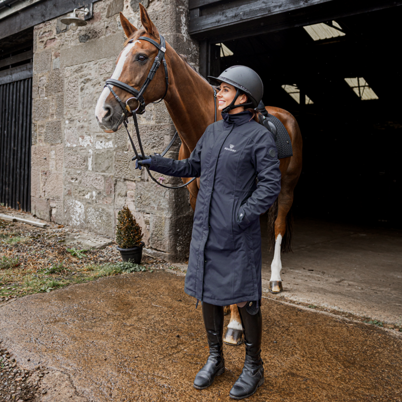 Equidry New Womens Bronte Riding Coat With Removable Hood In Navy-5